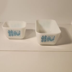Vintage Pyrex Blue Rooster Dishes